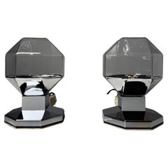 Geometric Glass and Chrome Table Lamps by Motoko Ishii for Staff, Germany, 1970s