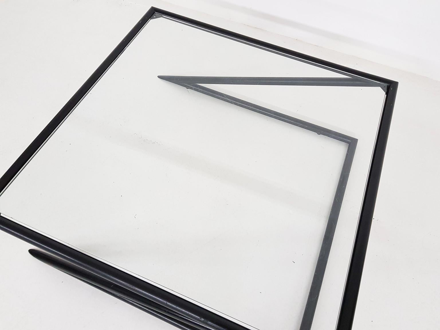 Late 20th Century Geometric Glass and Metal “Z” Coffee Table by Harvink, the Netherlands, 1980s