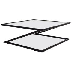 Geometric Glass and Metal “Z” Coffee Table by Harvink, the Netherlands, 1980s