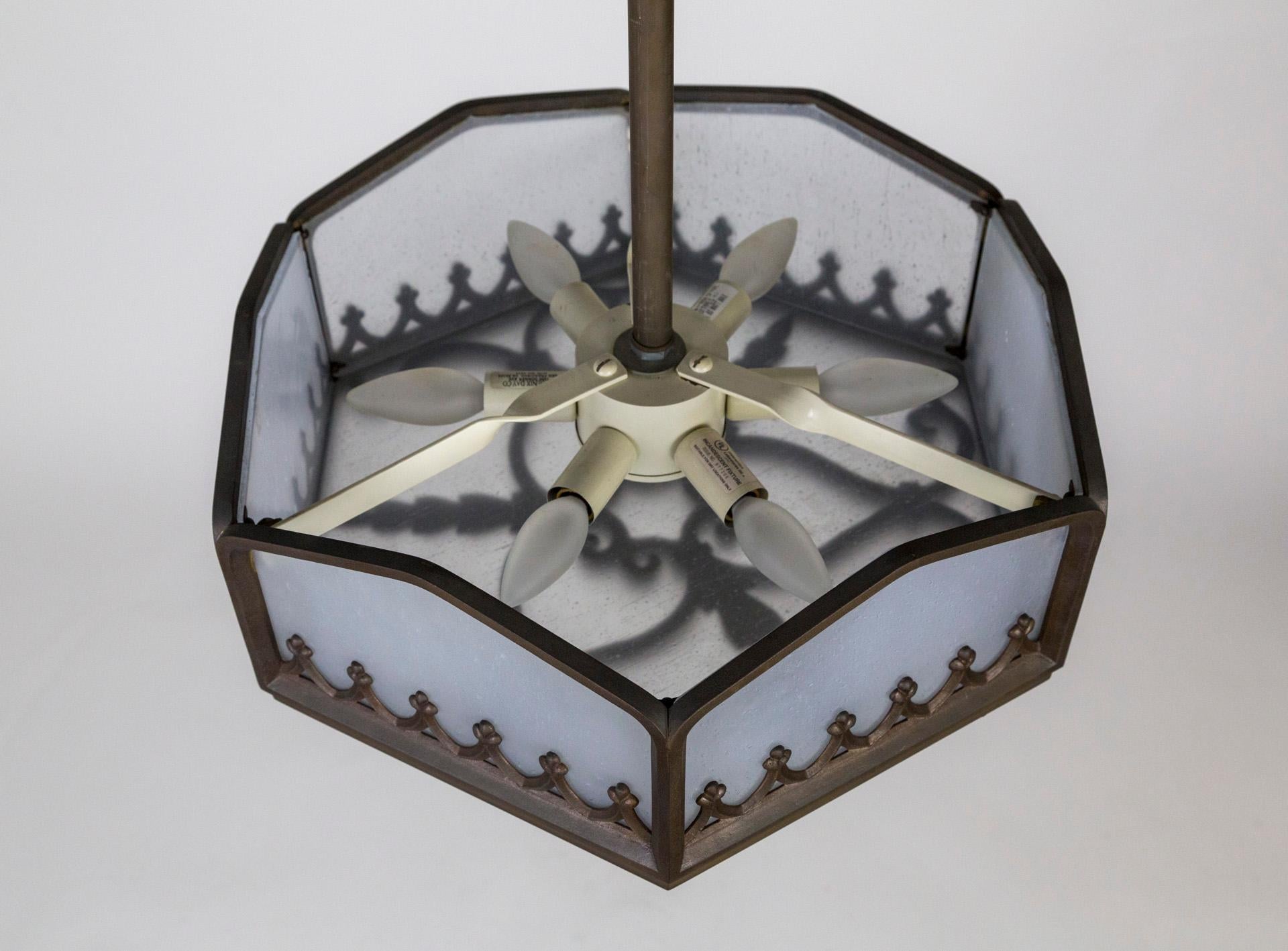 Geometric Glass Paneled Vintage Pendant Light by Phoenix Day For Sale 3