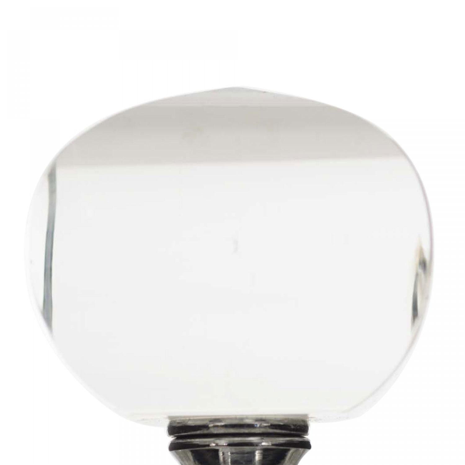 Grande bottiglia di profumo geometrica in vetro trasparente con tappo abbinato