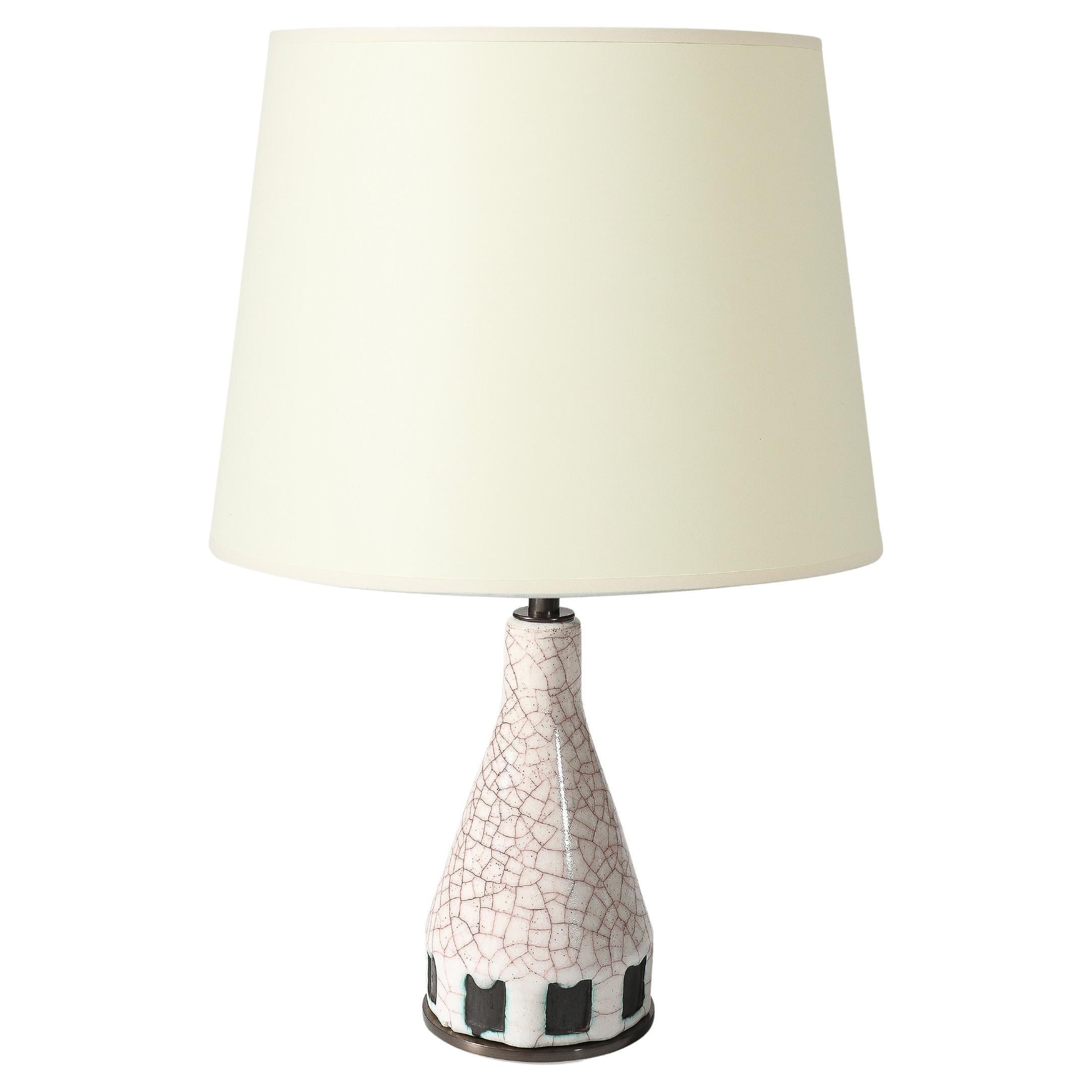 Lampada da tavolo geometrica in ceramica smaltata di Pieter Groeneveldt, Paesi Bassi, 1960 ca. in vendita