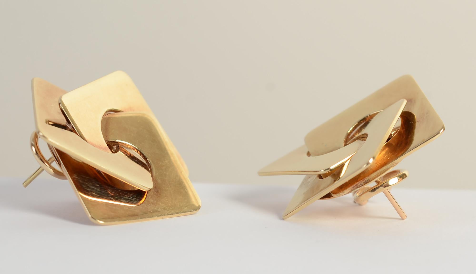 Modernist Geometric Gold Earrings