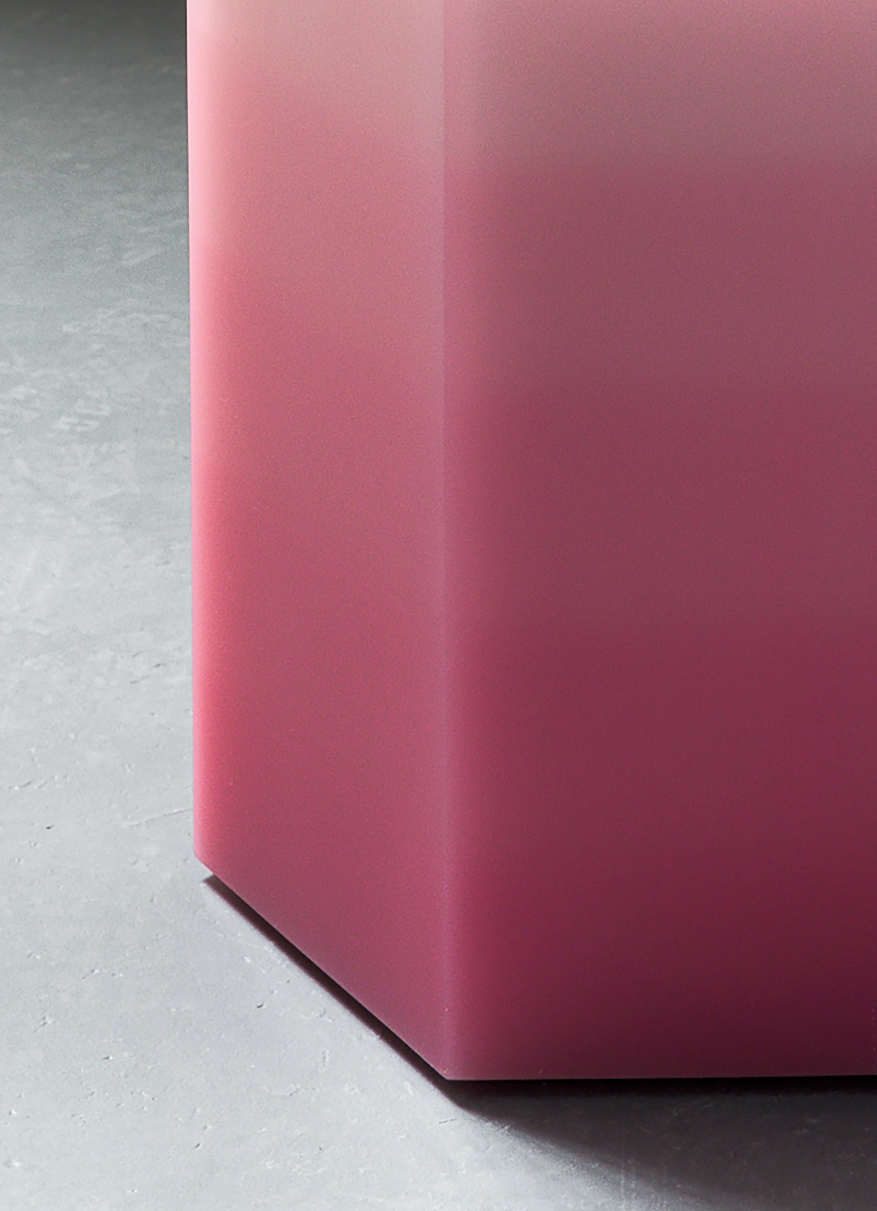Modern Geometric Gradient Hex Box in Pink, Epoxy Resin Side Table / Stool, by Facture For Sale
