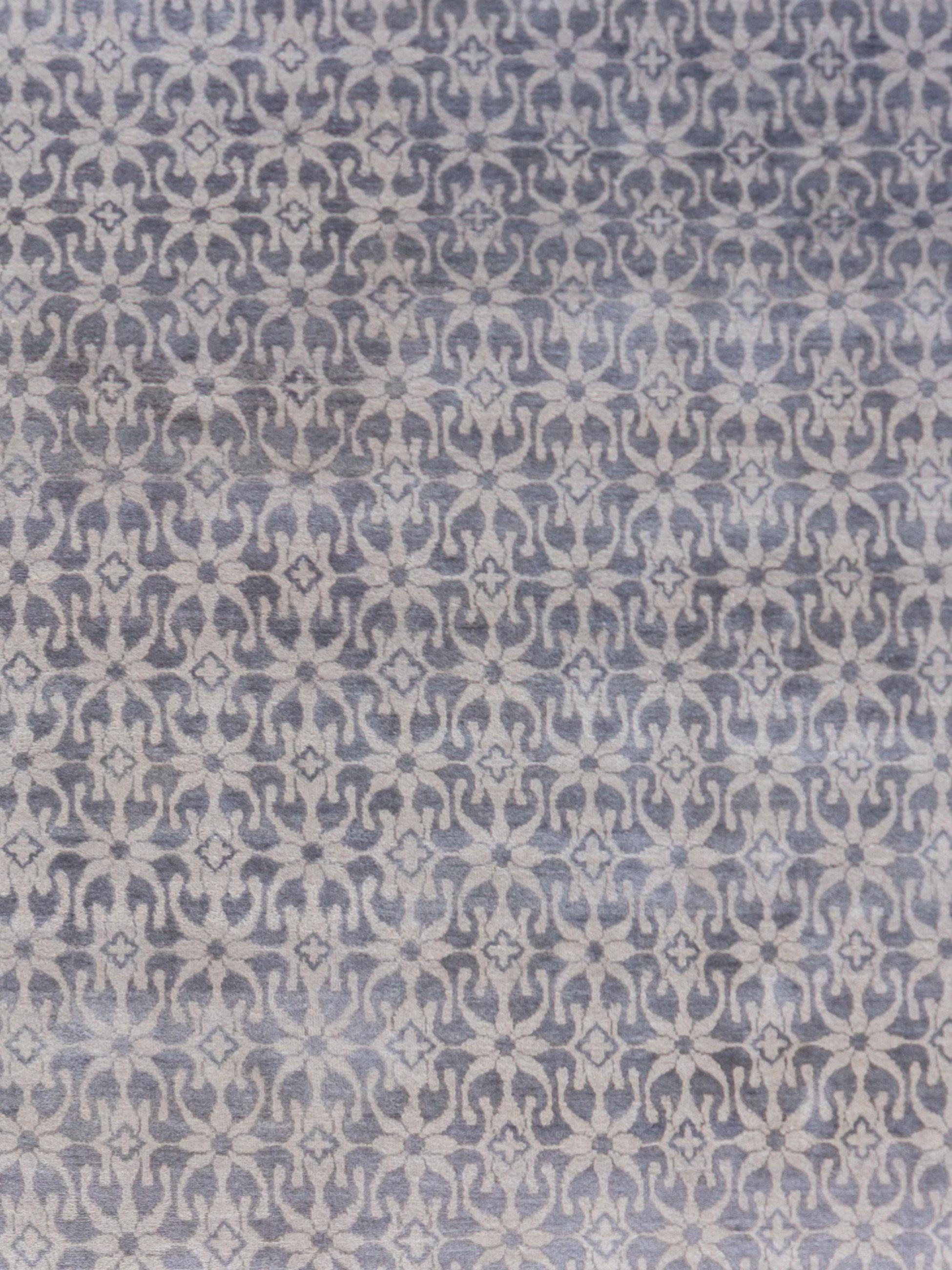 Tribal Tapis persan tribal gris géométrique noué à la main, 9' x 12' en vente
