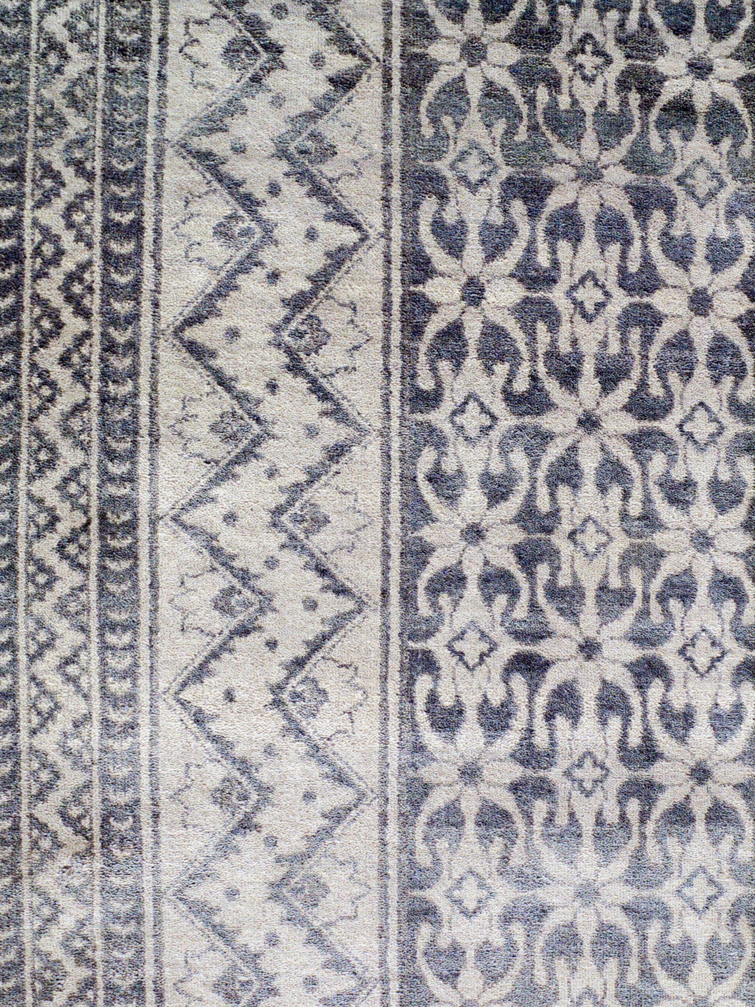 Perse Tapis persan tribal gris géométrique noué à la main, 9' x 12' en vente