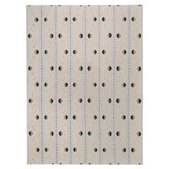 Geometric Green Blue Dot & Line Patterned Flatweave Rug 9'x12'2''