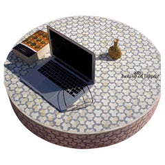 Geometric Grey Bone Inlay Coffee Table by House of Jaipur