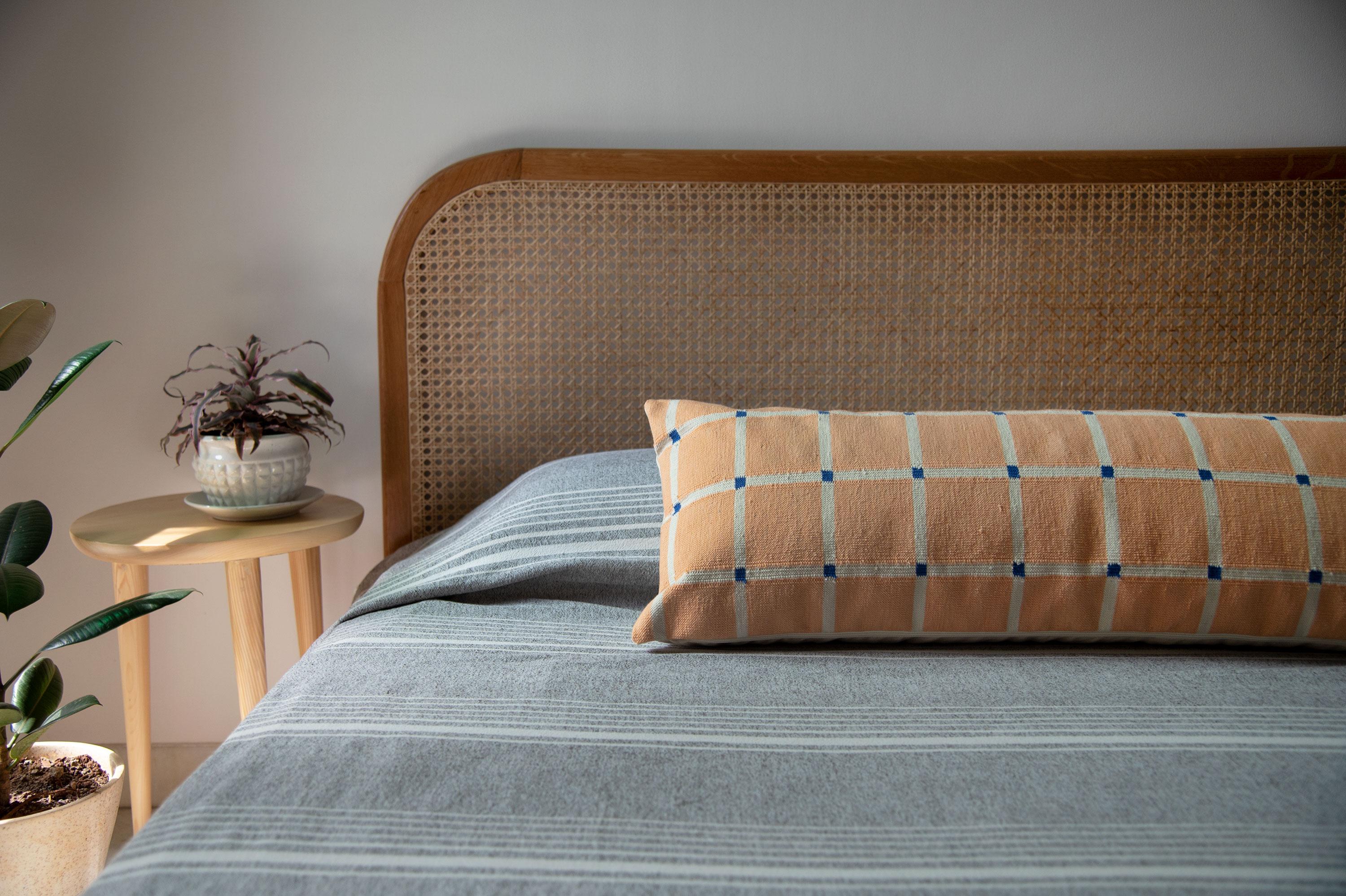 Modern Geometric Grid Pillow, Lumbar For Sale