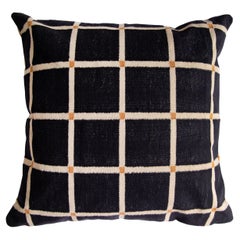 Geometric Grid Pillow, Reversible Black + Tan