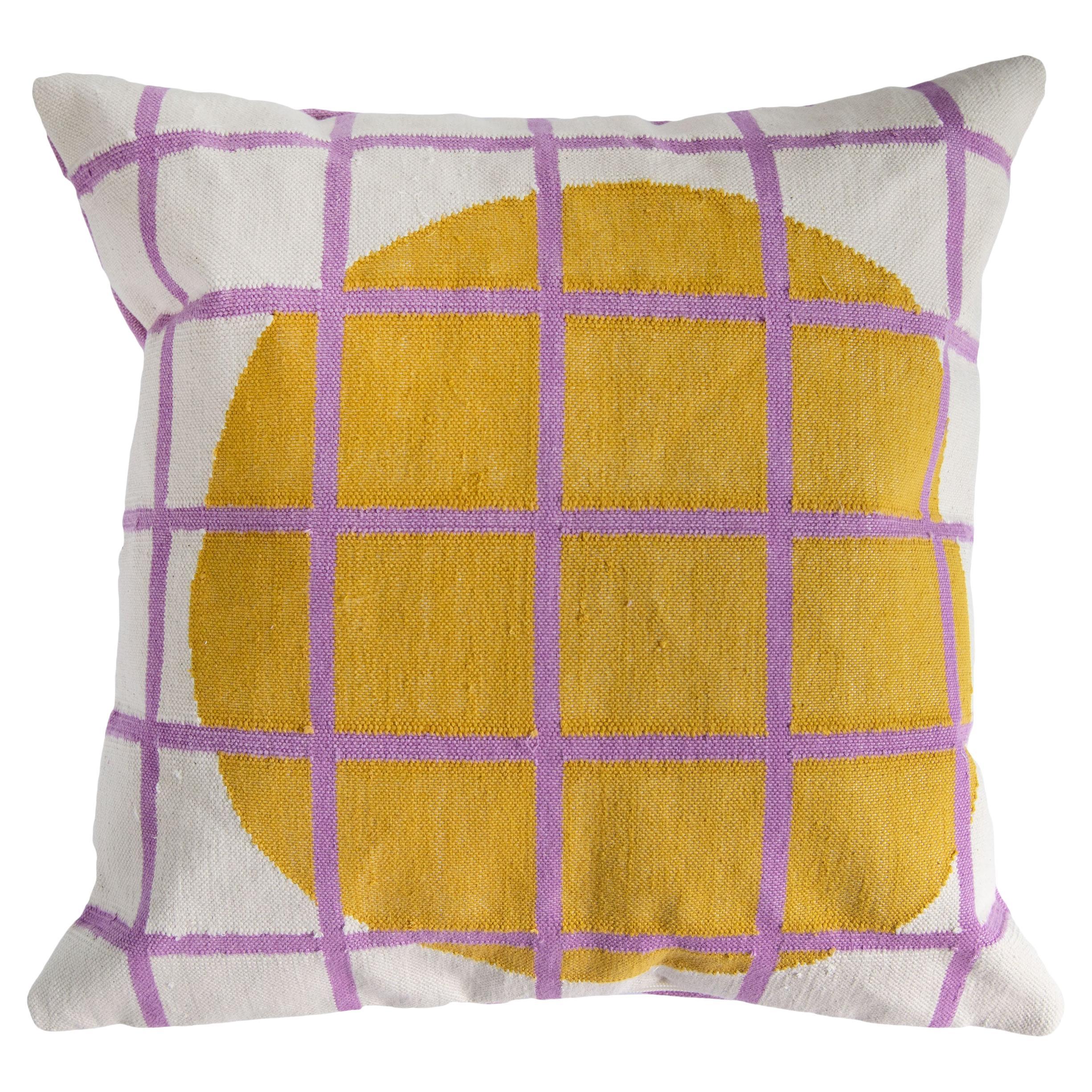 Geometric Grid Pillow, Reversible Circle