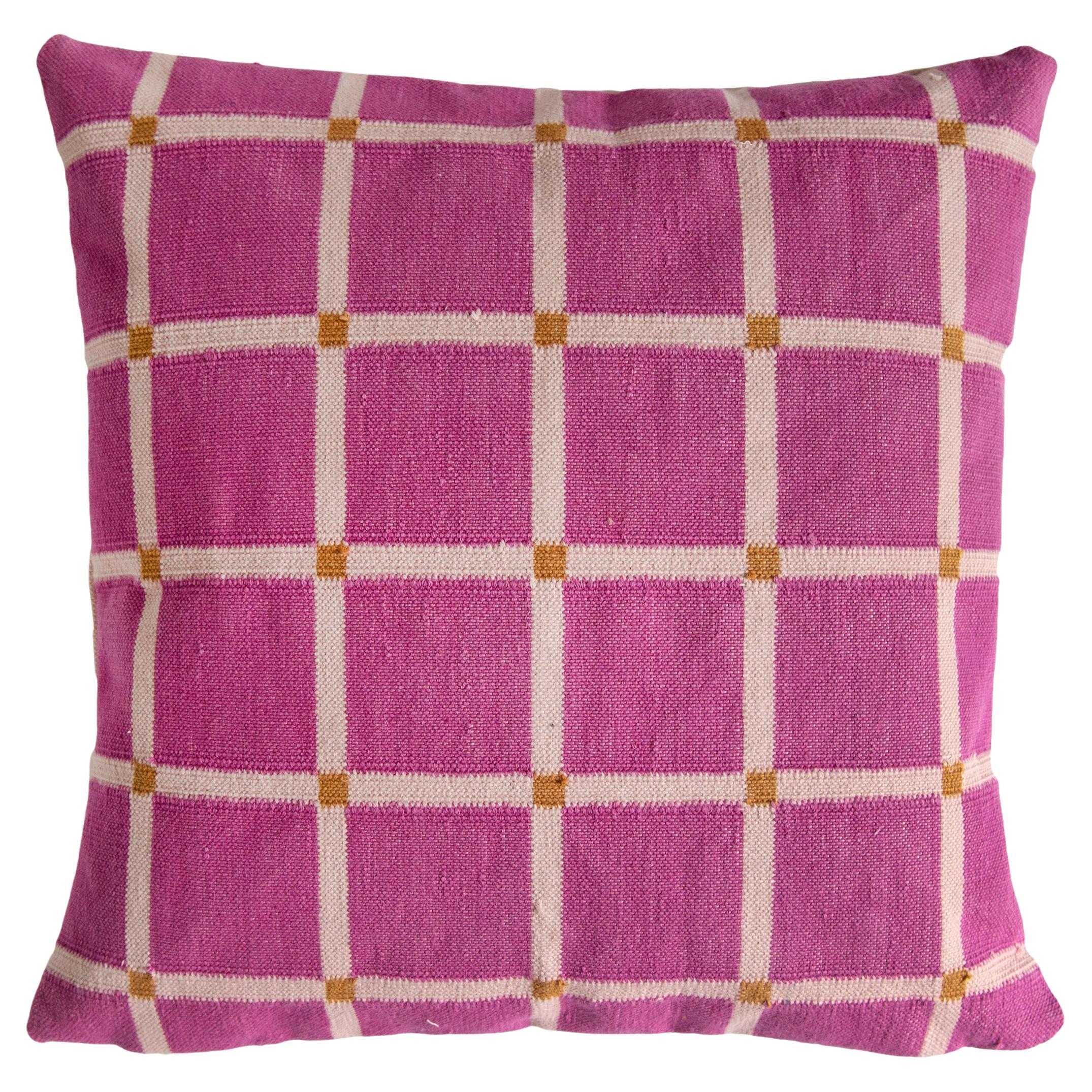 Geometric Grid Pillow, Reversible Pink