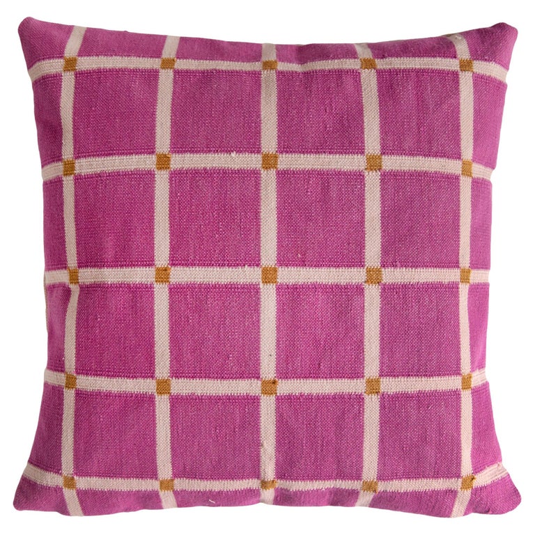 Geometric Grid Pillow, Reversible Pink For Sale at 1stDibs