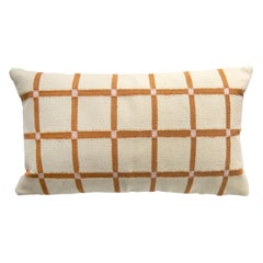 Geometric Grid Pillow, Reversible Pink + Ochre