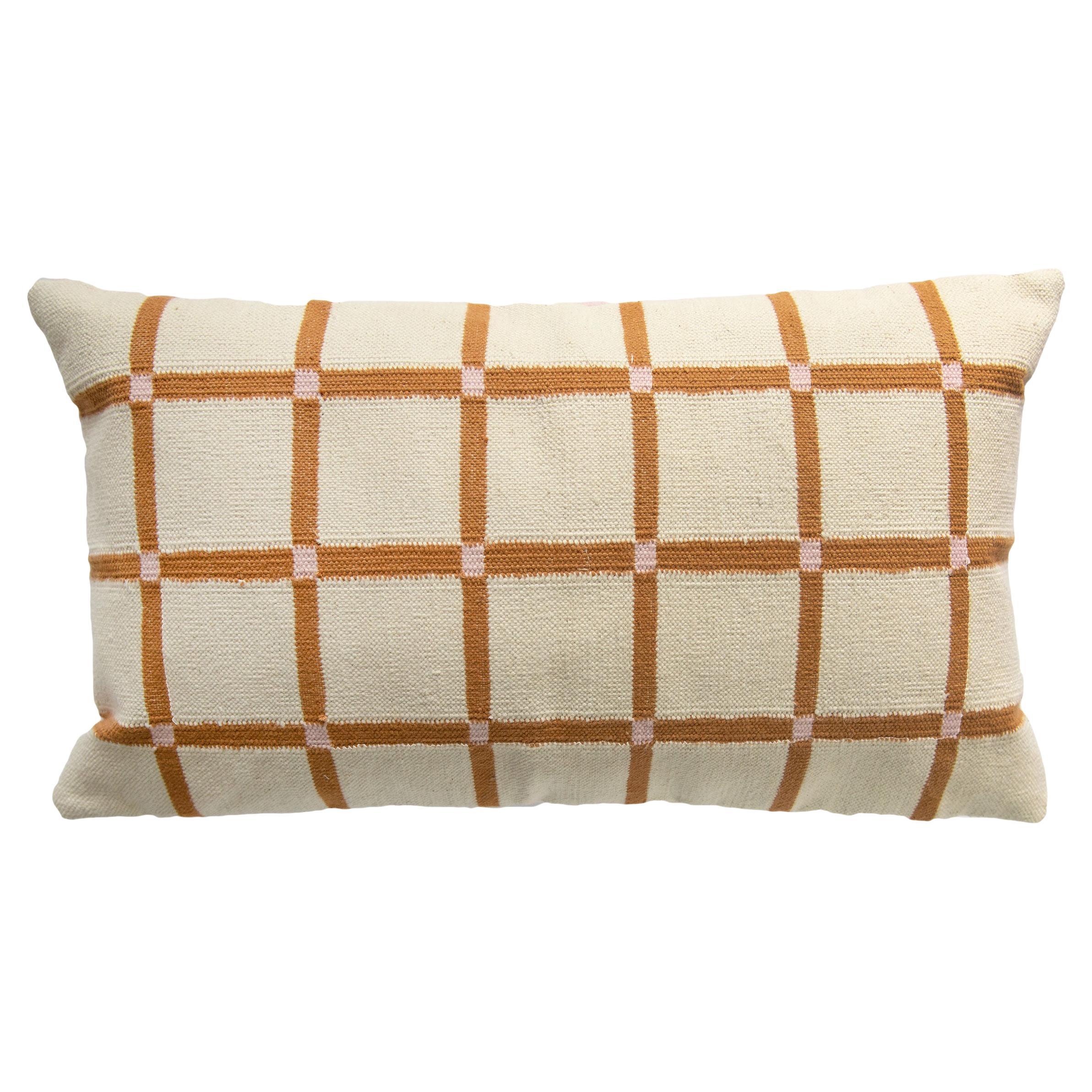 Geometric Grid Pillow, Reversible Black + Tan For Sale at 1stDibs