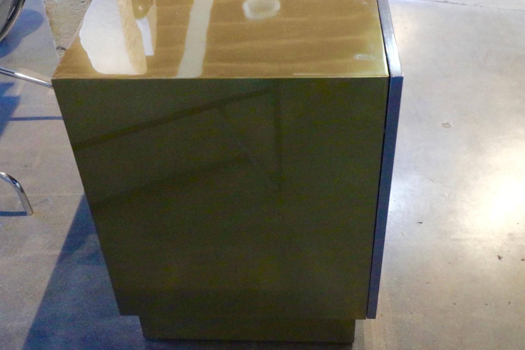 Geometric Handled Stainless and Brass Credenza 4