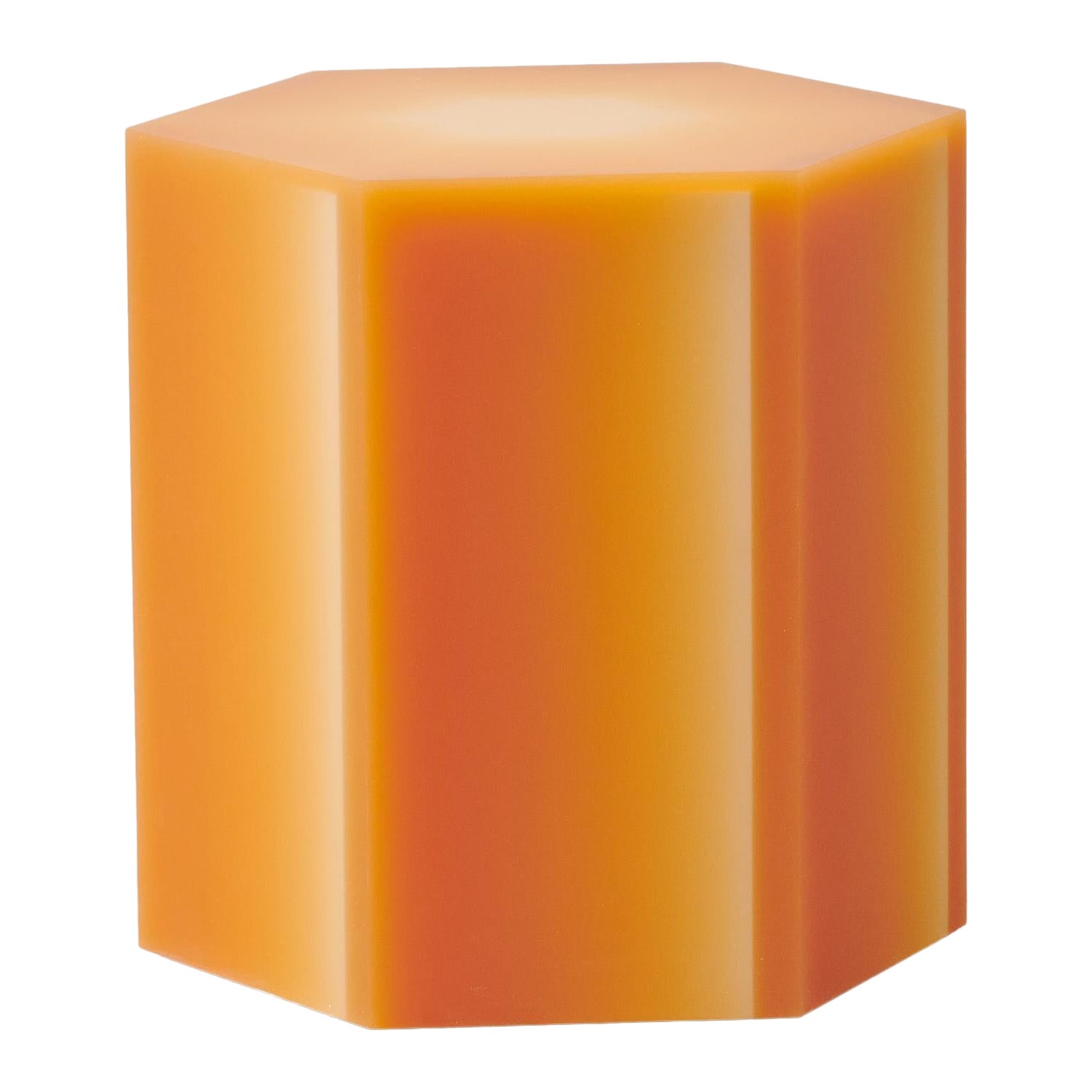 Mesa auxiliar / taburete geométrico hexagonal de resina epoxi en naranja degradado by Facture
