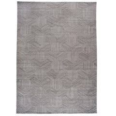 Geometric High Low Contemporary Rug in Taupe