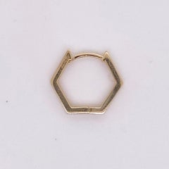 Geometric Huggie Earrings in 14K Yellow Gold Adorable w Hinged Center
