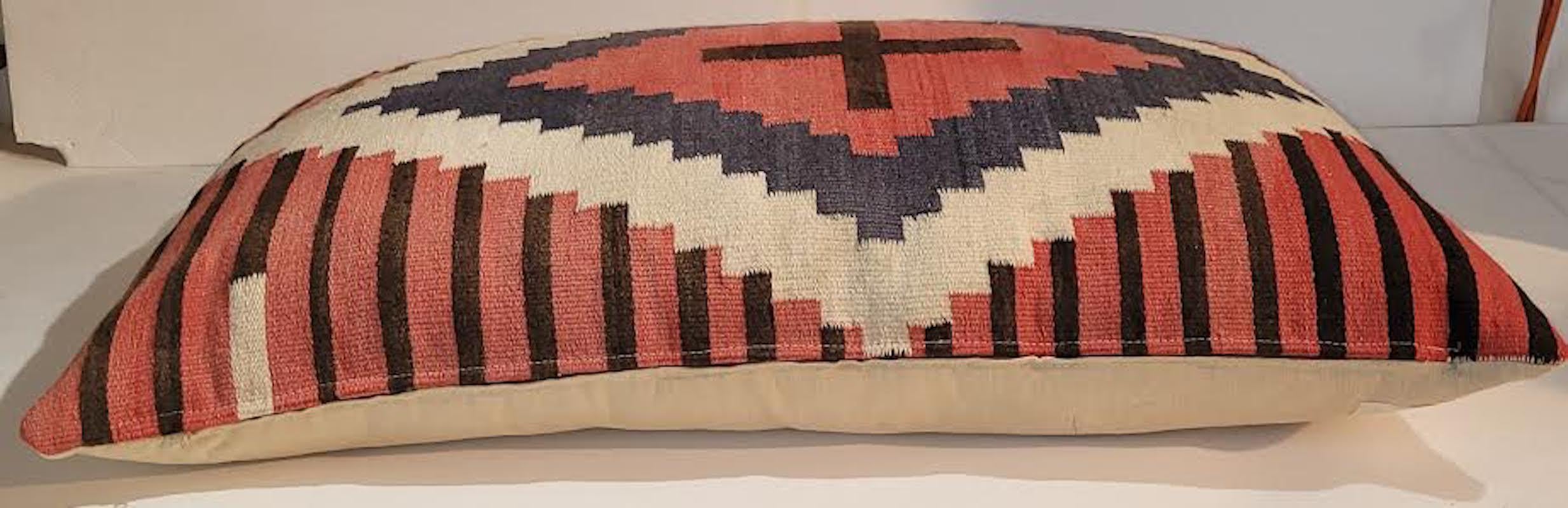 Navajo Geometric Indian Weaving Bolster Pillow with Cross