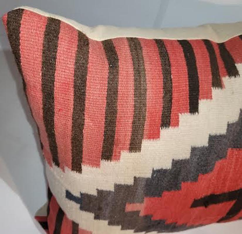 Navajo Geometric Indian Weaving Pillow with Stripes and Cross