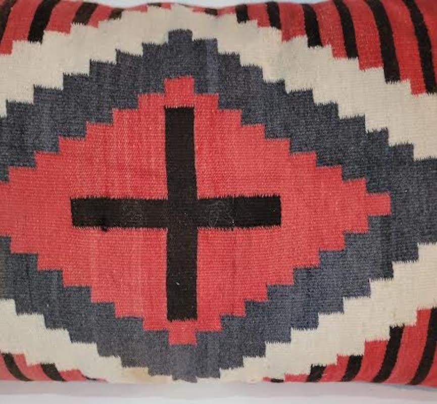 American Geometric Indian Weaving Pillow with Stripes and Cross
