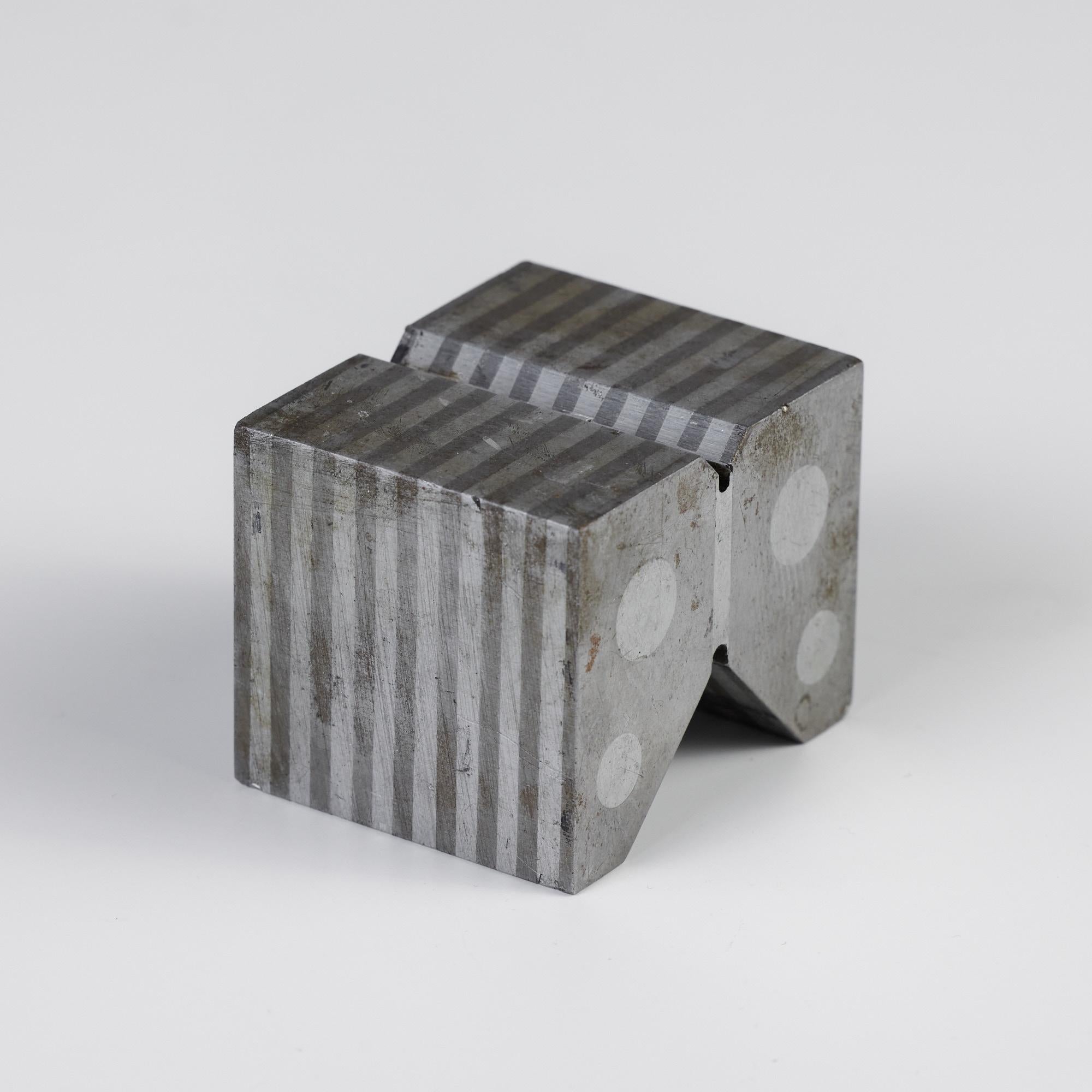 20th Century Geometric Industrial Metal Machine Block