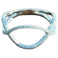 Geometric Infinity Twist Brilliant Cut White Diamond 18 Karat White Gold Ring