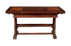18th c. Tuscan Draw Table with Curved Walnut and Pear Inlaid Top