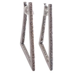 Geometric Inside Out 1.60 Cts Diamonds 18kt Gold Hoop Earrings