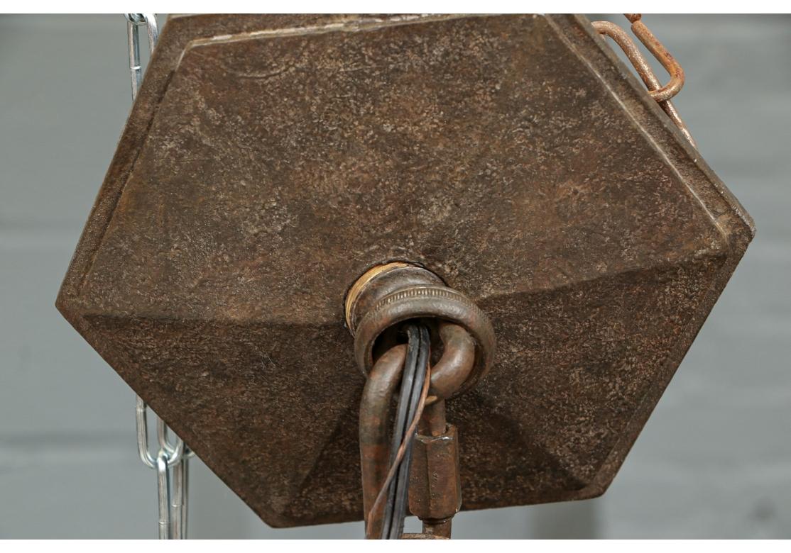 Geometric Iron Atlas Lantern From Jerry Pair In Good Condition For Sale In Bridgeport, CT