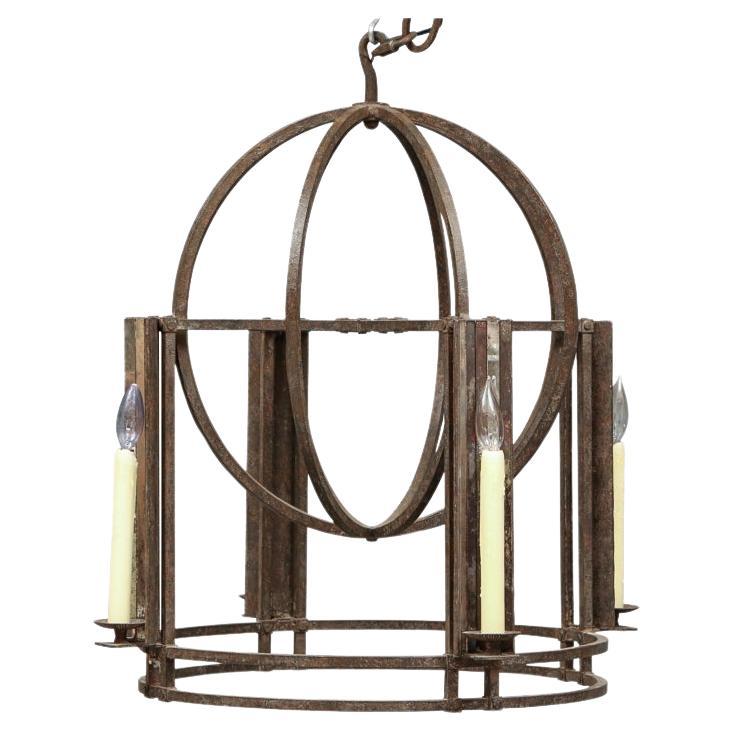 Geometric Iron Atlas Lantern From Jerry Pair For Sale