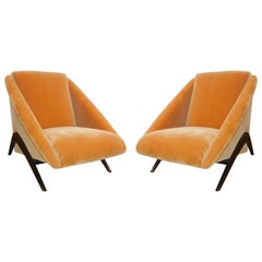 Geometric Italian Club / Lounge Chairs Attributed to Gio Ponti