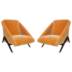 Geometric Italian Club / Lounge Chairs Attributed to Gio Ponti