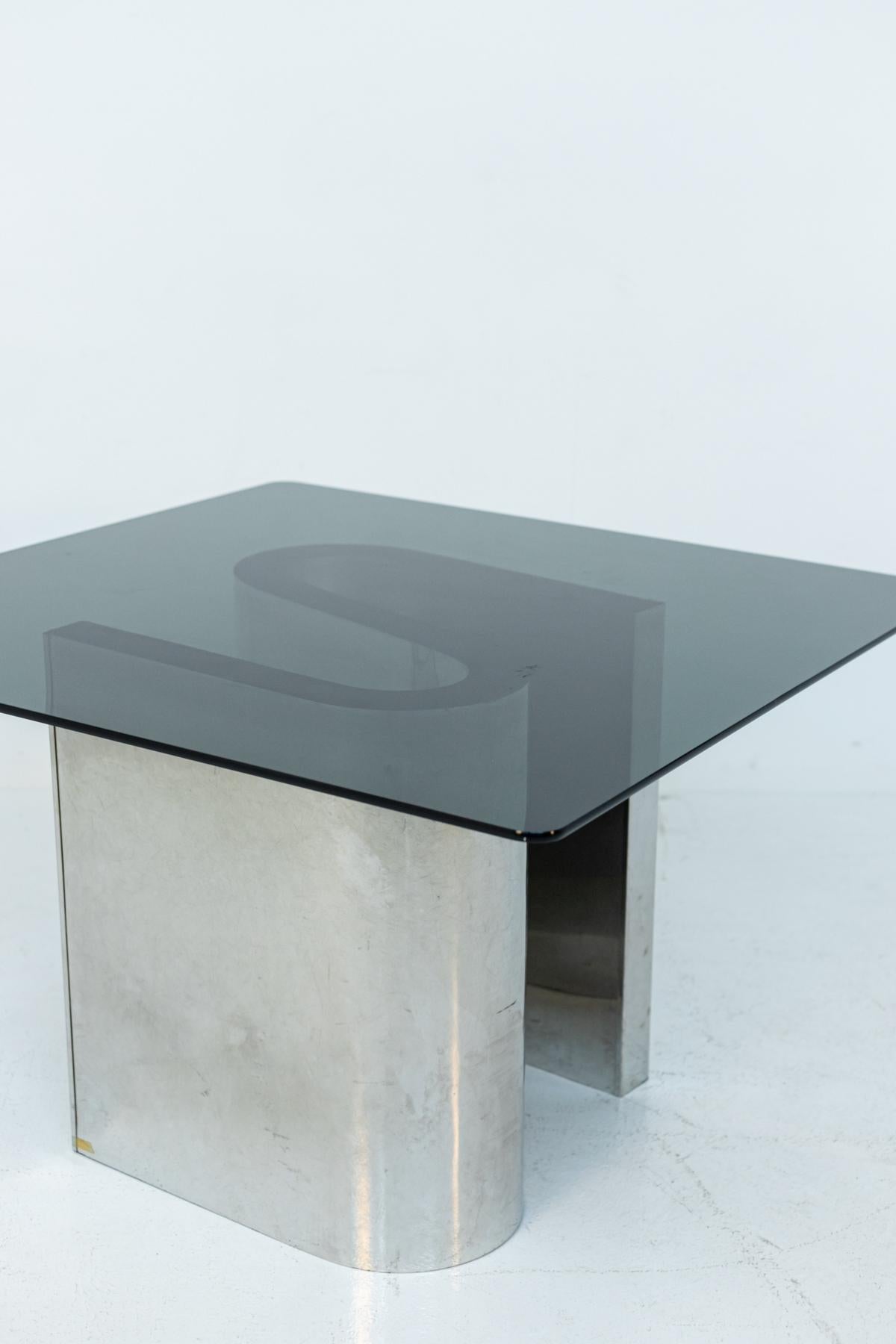 Geometric Italian Dining Table in Steel and Glass 8