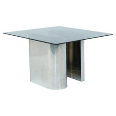 Geometric Italian Dining Table in Steel and Glass