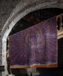 Tapis géométrique italien violet moderne en laine et soie - Firenze Porpora petit