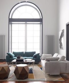 Geometric Italian Rug Hand Knotted Wool Silk, Galeries Lafayette, in Stock