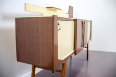 Italian Mid-century Modern Geometric Brown and Yellow Sideboard or Bar, 1960