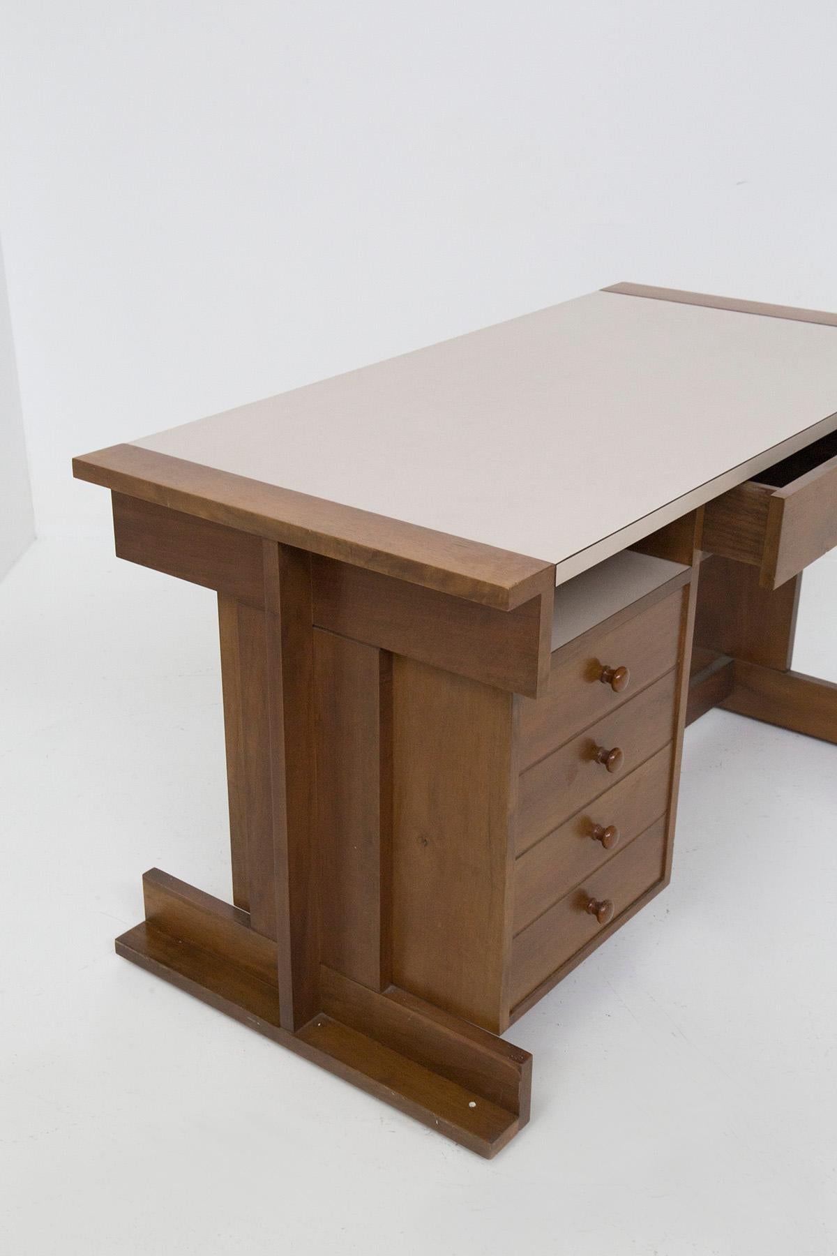 Geometric Italian Vintage Desk in Wood 4
