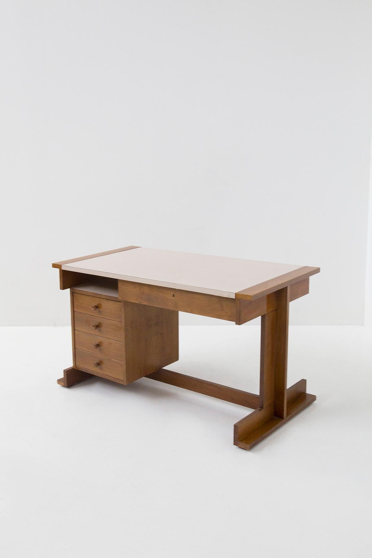 Mid-Century Modern Geometric Italian Vintage Desk in Wood