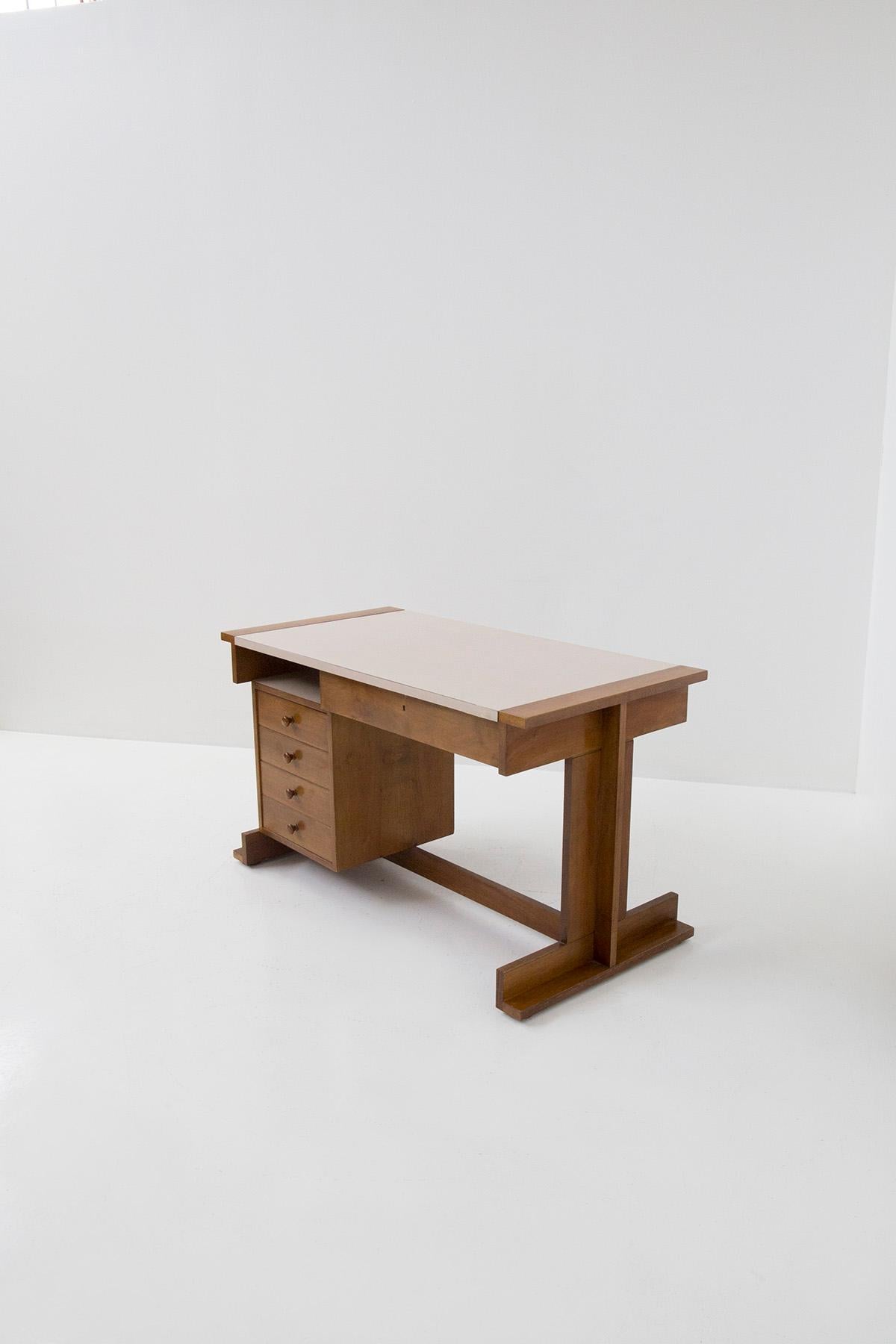 Laminated Geometric Italian Vintage Desk in Wood