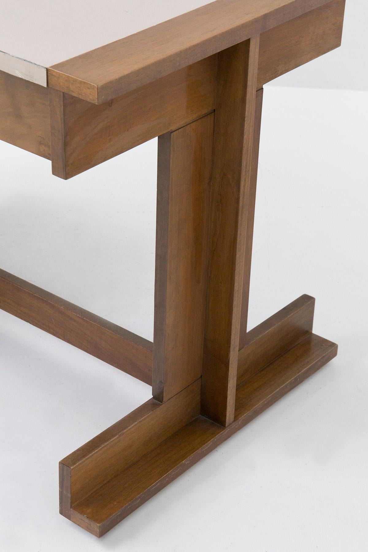 Geometric Italian Vintage Desk in Wood In Good Condition In Milano, IT