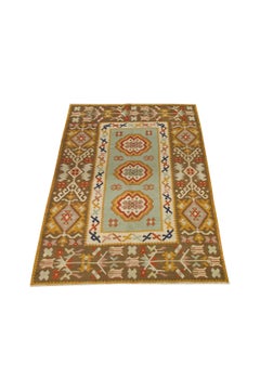 Tappeto geometrico Kilim antico Tappeto turco Pirot tessuto a mano Rug & Kilim senape Interno