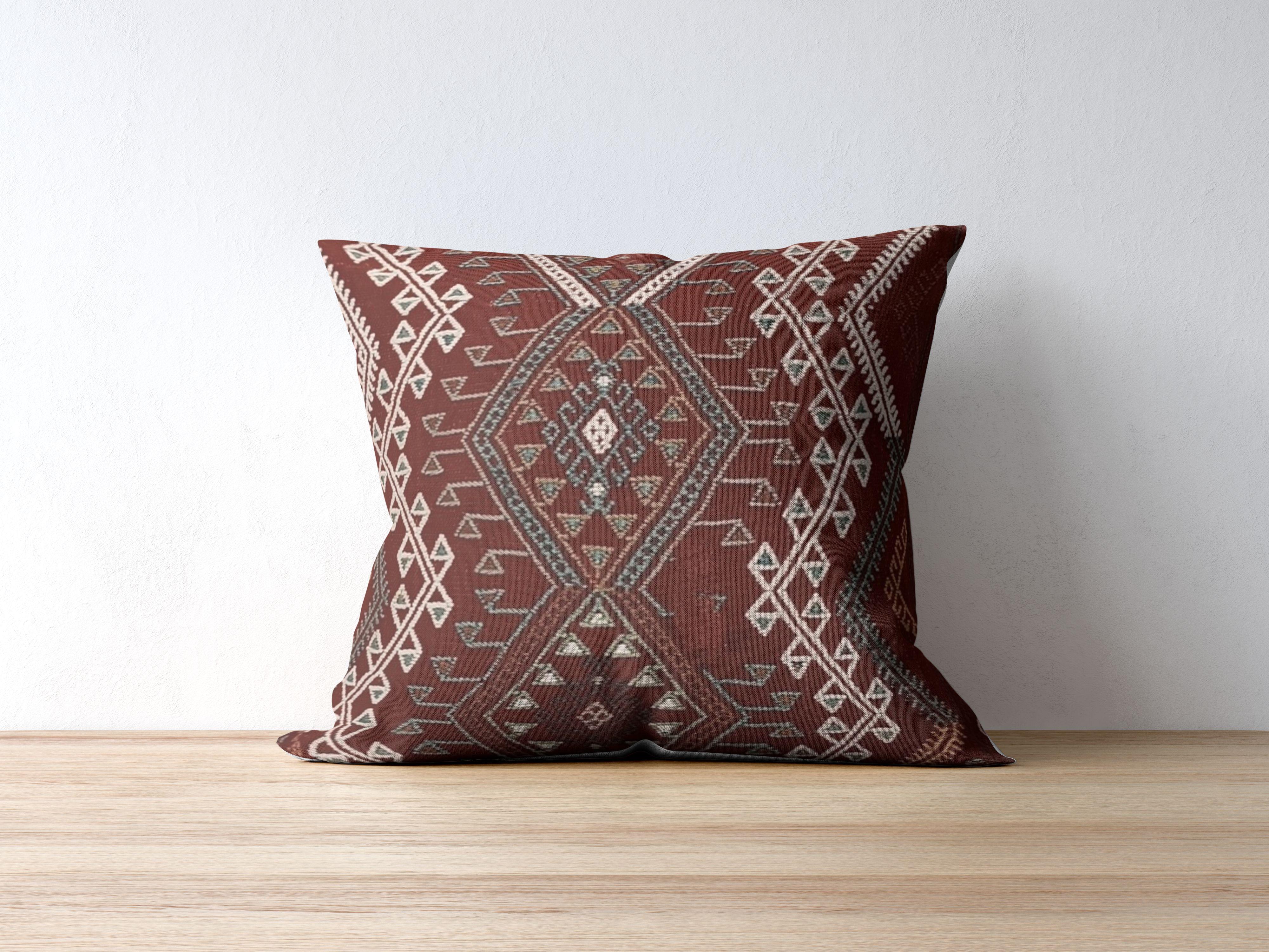 Geometrischer Kilim Kissenbezug Dekorative Stammes Wolle Zeitgenössische Kissenbezug (Stoff) im Angebot
