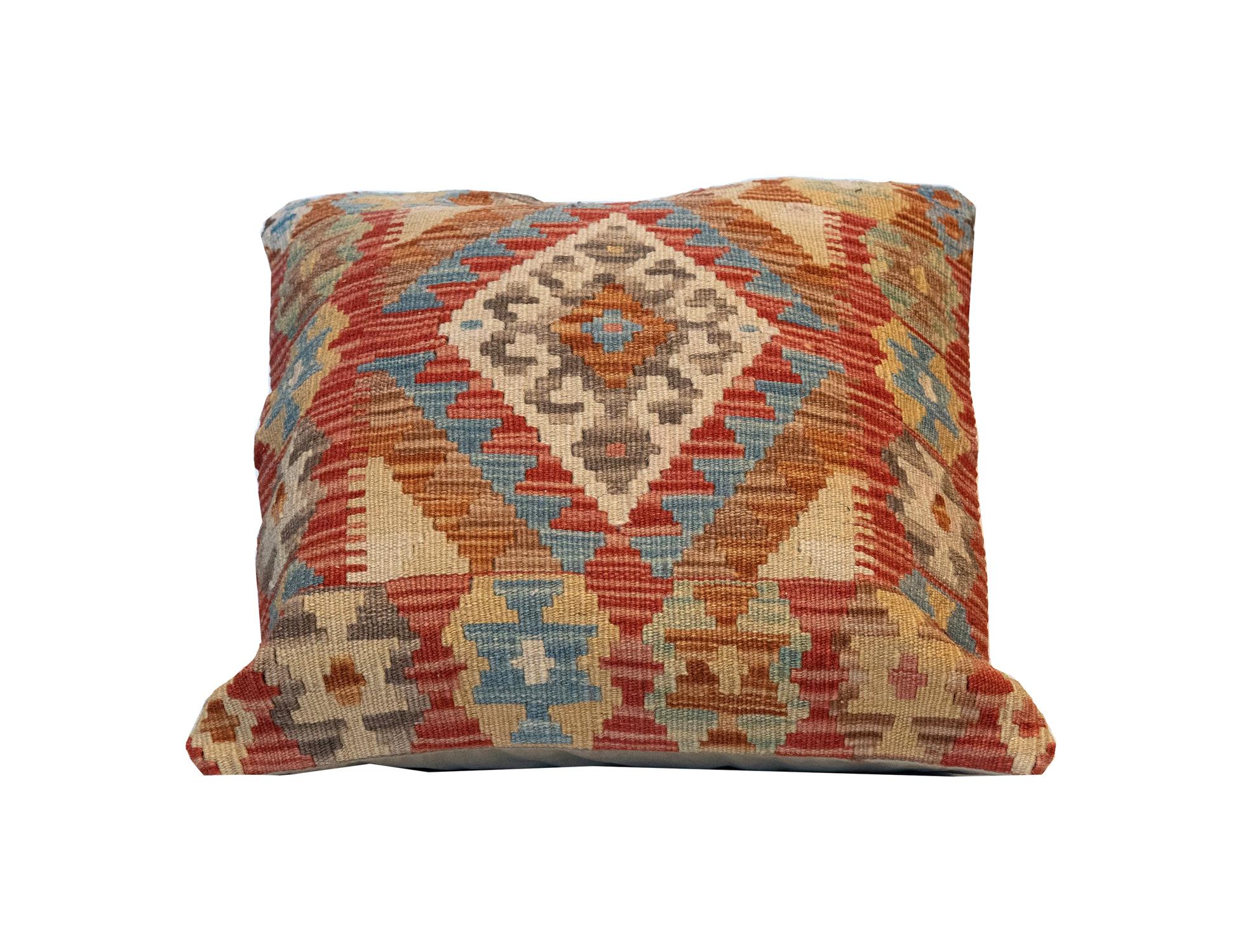 Afghan Geometric Kilim Cushion Cover Traditional Oriental Scatter Pillow Handmade