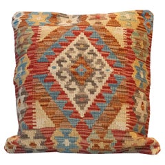 Geometric Kilim Cushion Cover Traditional Oriental Scatter Pillow Handmade