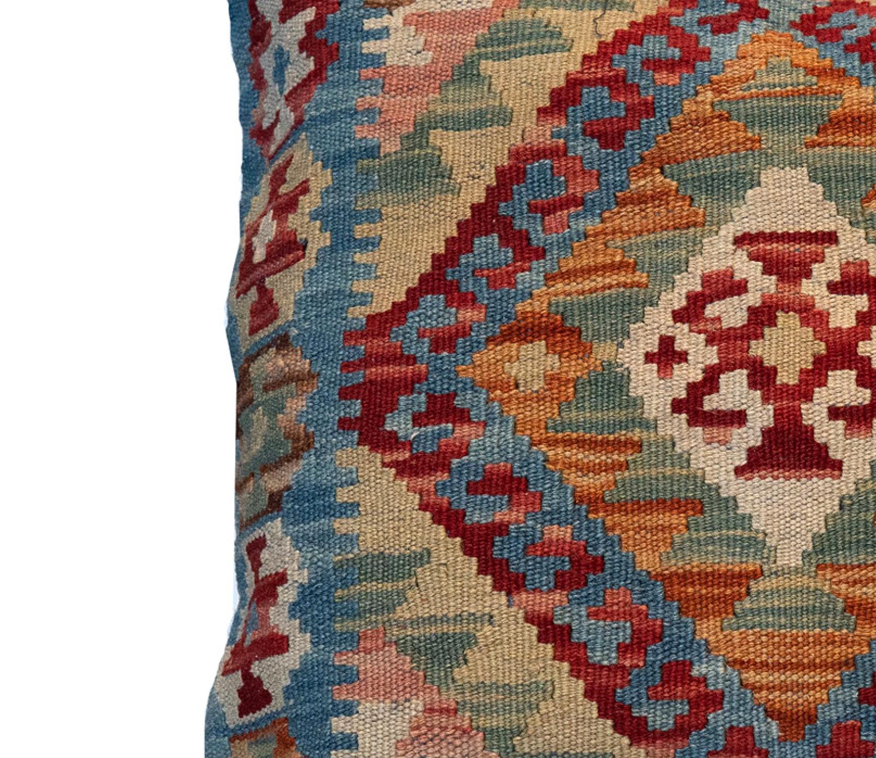 Hollywood Regency Geometric Kilim Cushion Cover Traditional Pillow Case Fine Wool Handmade