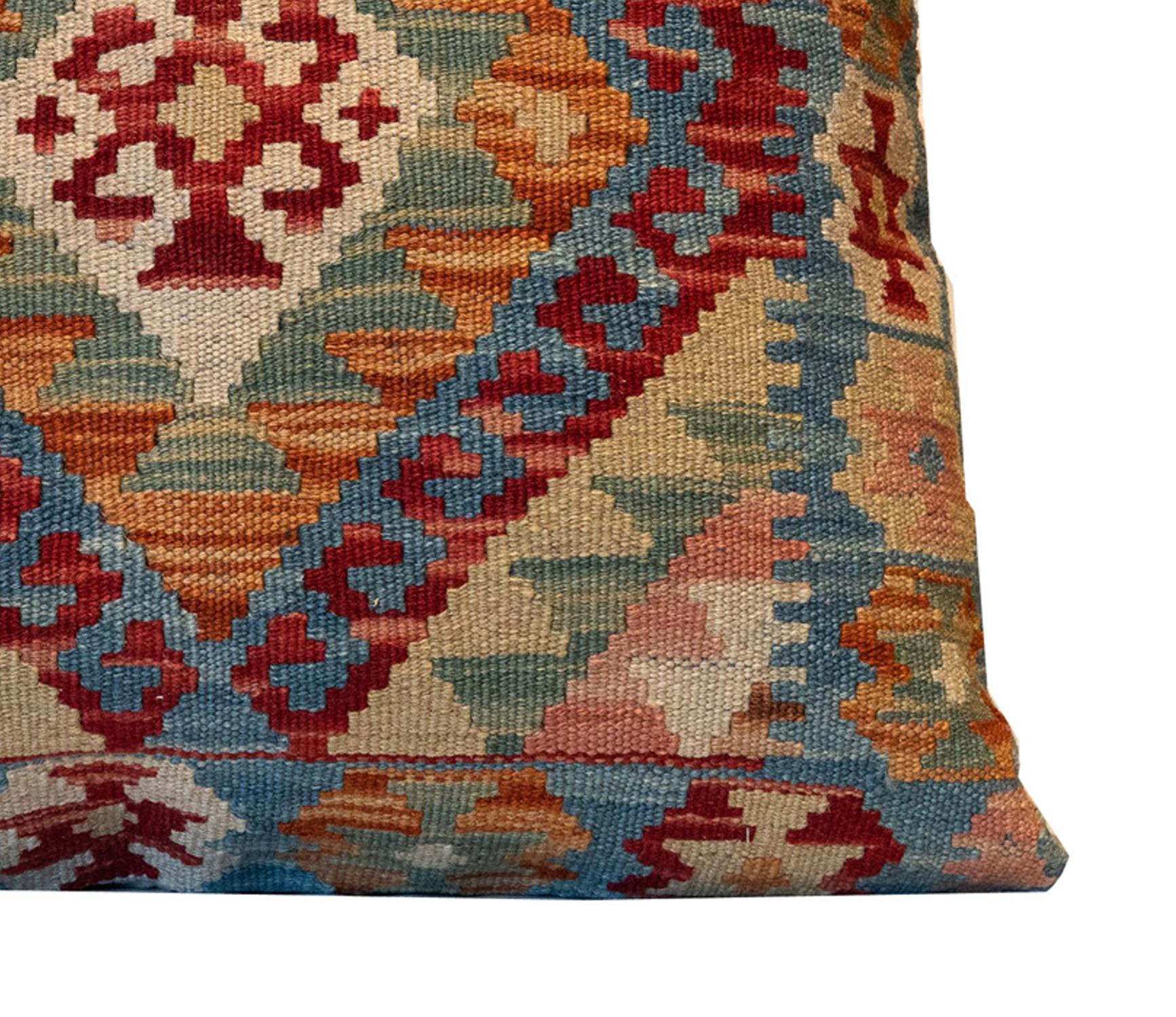 Afghan Geometric Kilim Cushion Cover Traditional Pillow Case Fine Wool Handmade