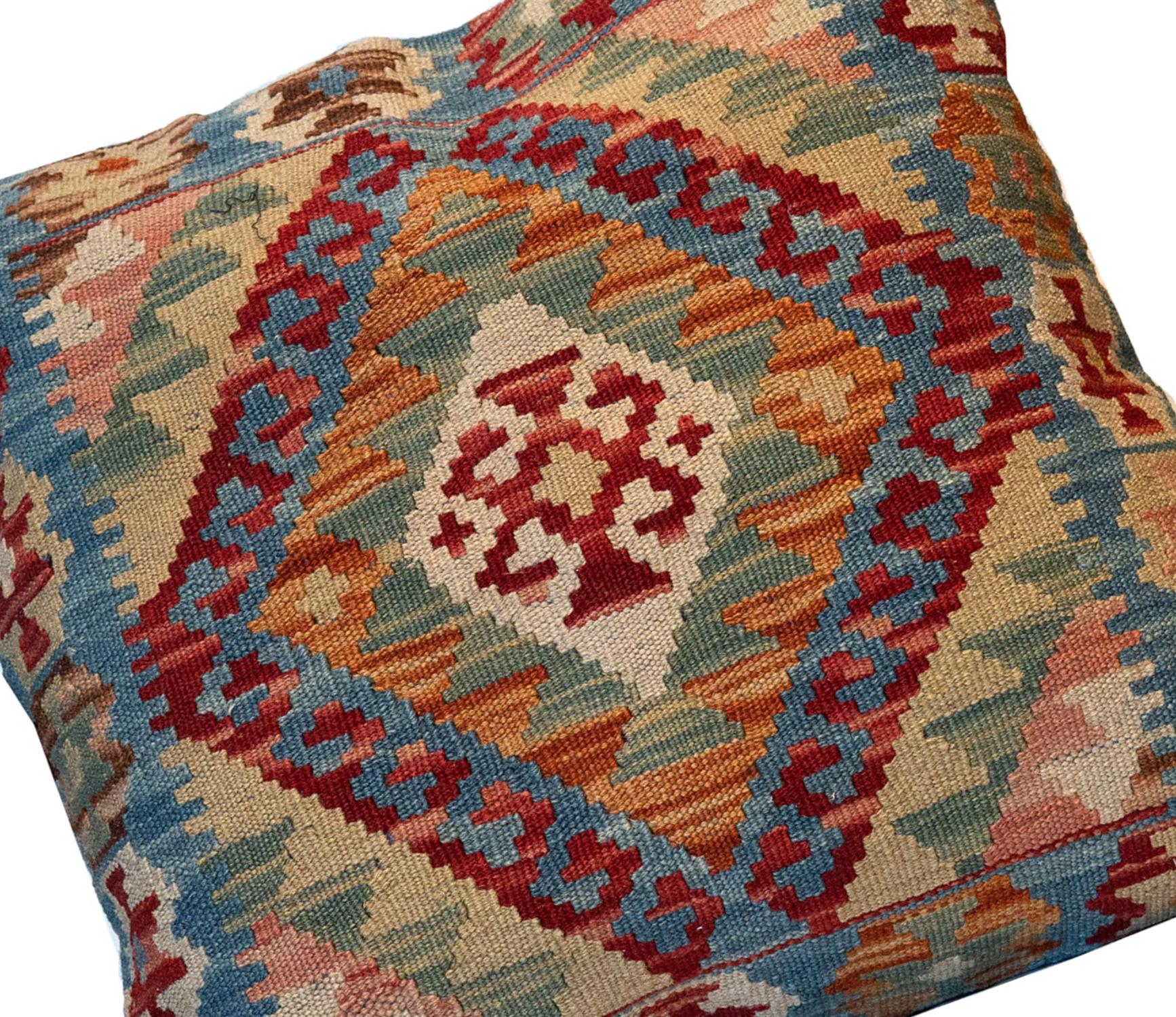 Vegetable Dyed Geometric Kilim Cushion Cover Traditional Pillow Case Fine Wool Handmade